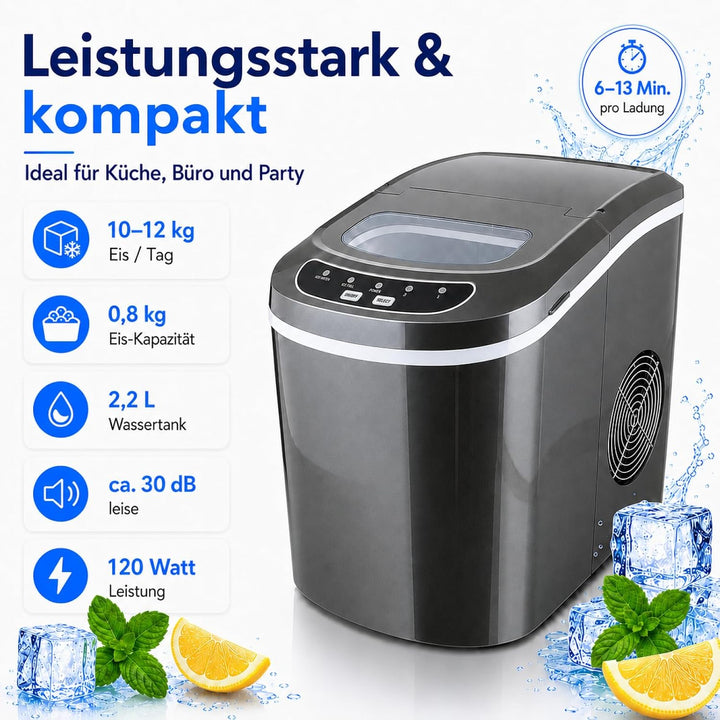 Eiswürfelmaschine Eiswürfelbereiter Eiswürfel Ice Maker EIS Maschine Icemaker, Dunkelgrau