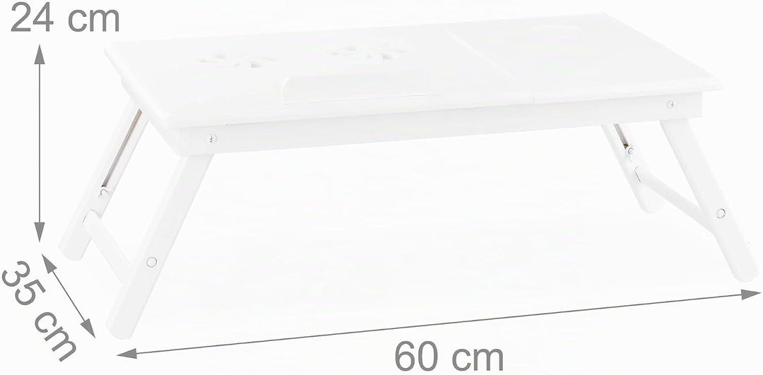 Relaxdays Bambus Laptoptisch, höhenverstellbarer Laptopständer für Bett und Sofa, mit Schublade, HBT