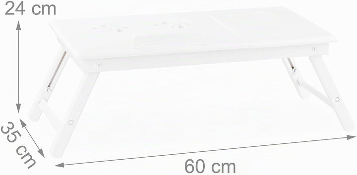 Relaxdays Bambus Laptoptisch, höhenverstellbarer Laptopständer für Bett und Sofa, mit Schublade, HBT