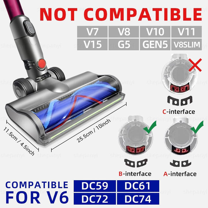 LED Light Bodenbürste Kompatibel für Dyson V6 DC58 DC59 DC62 DC72 DC74 SV04 SV06 SV09 Staubsauger,St