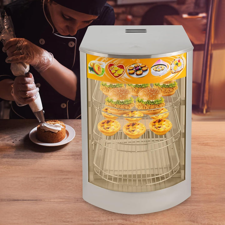 Elektrische Warmhaltevitrine 50L,800W Warmhaltevitrine Speisenwärmer mit 3 Etagen &amp; Innenbeleuchtung