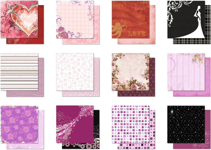 Ursus 70360099 - Premium Glitter Scrapbook paper Block, Version 2, ca. 30,5 x 30,5 cm, 190 g/qm, 12