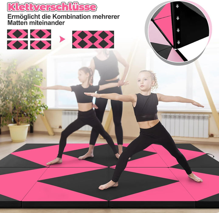COSTWAY Weichbodenmatte klappbar, Gymnastikmatte tragbar, Yogamatte Turnmatte Klappmatte Fitnessmatt