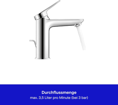 Duravit Wave Waschtischarmatur, Grösse M (Auslauf Höhe 111 mm), wassersparende Waschbecken Armatur (