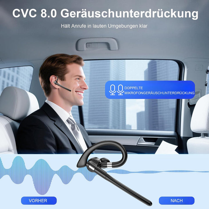Headset mit Mikrofon USB Bluetooth 6.1 Freisprech Headset In Ear Kopfhörer | CVC8.0 Noise Cancelling