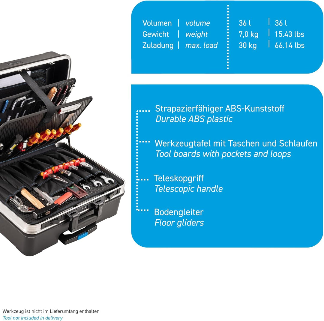 B&W Werkzeugkoffer go XL - tool.case ABS.360.PLT, Inhalt 36 Liter, mit Rollen, Innenmasse: 480 x 375