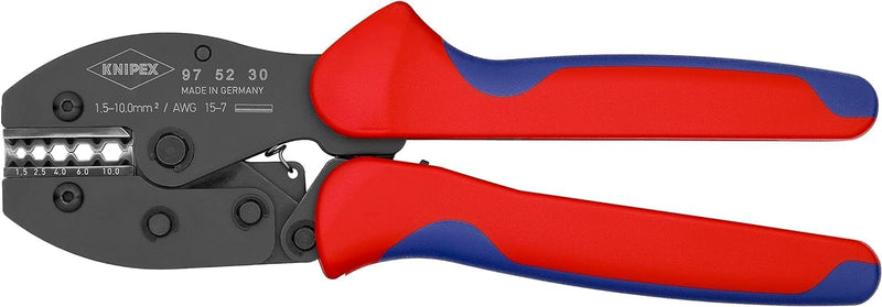 Knipex PreciForce® Crimpzange brüniert, mit Mehrkomponenten-Hüllen 220 mm 97 52 30