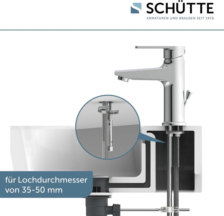 SCHÜTTE 32210 DERBY Wasserhahn Bad Chrom, Waschtischarmatur, Mischbatterie Waschbecken, moderner Ein