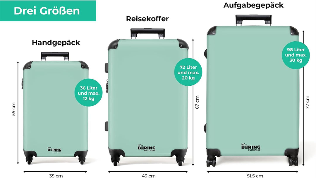NoBoringSuitcases.com® Koffer XL Gross 77x51.5x28 cm Hartschale Reisekoffer 4 Rollen Leicht Koffer T