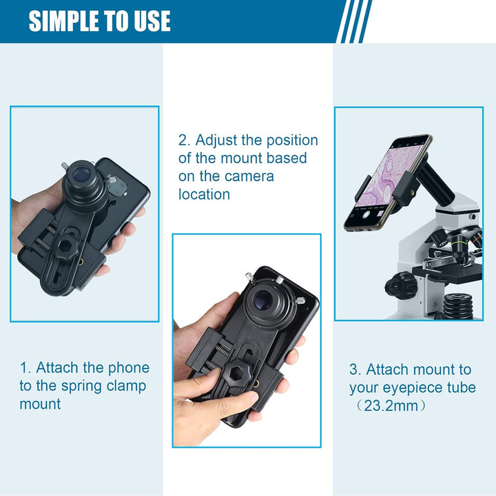 SOLOMARK Mikroskop-Objektivadapter, Mikroskop-Zubehör, Mikroskop-Smartphone-Kamera-Adapter – für Mik
