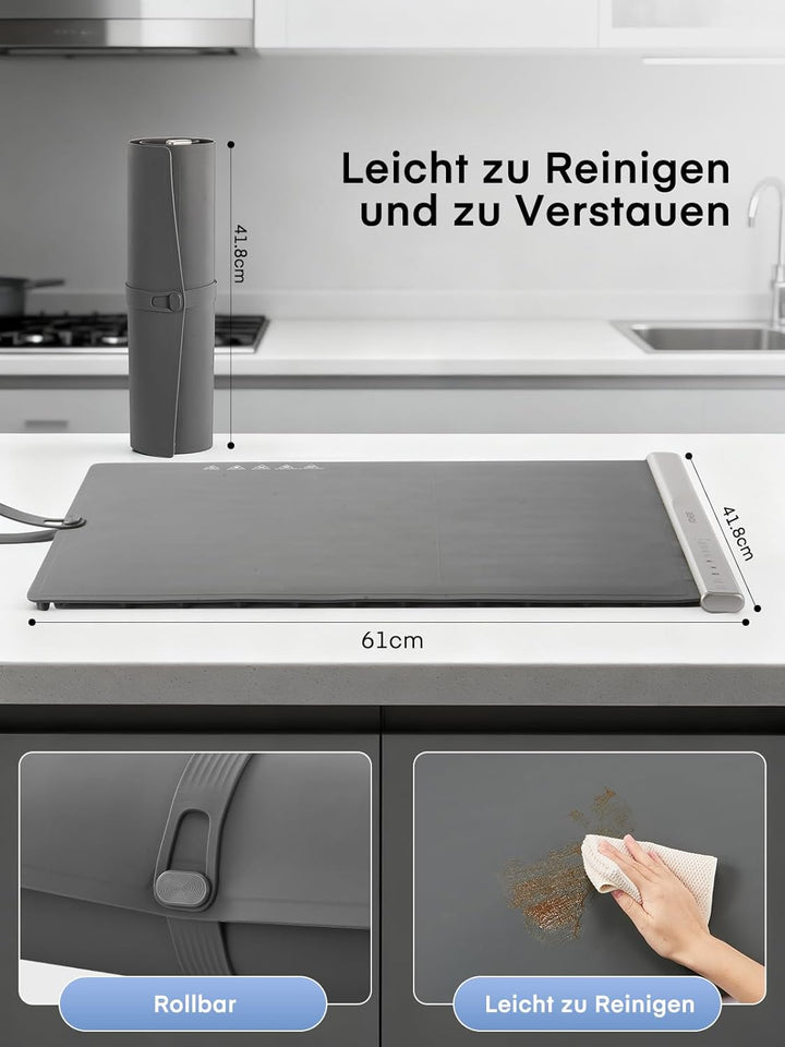 FOHERE Warmhaltematte für Speisen, Warmhalteplatte Elektrisch mit Grosser Oberfläche, 4 Std.Timer, L