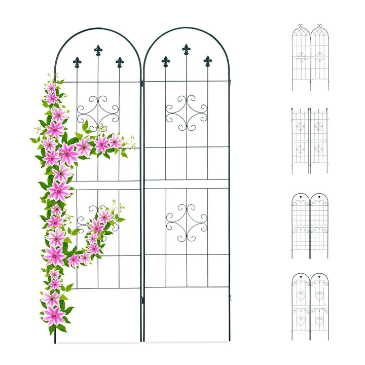 Relaxdays Rankgitter 2er Set, Metall, 180 x 50 cm, Vintage Rankhilfe Garten, Rundbogen & Spitze, zum
