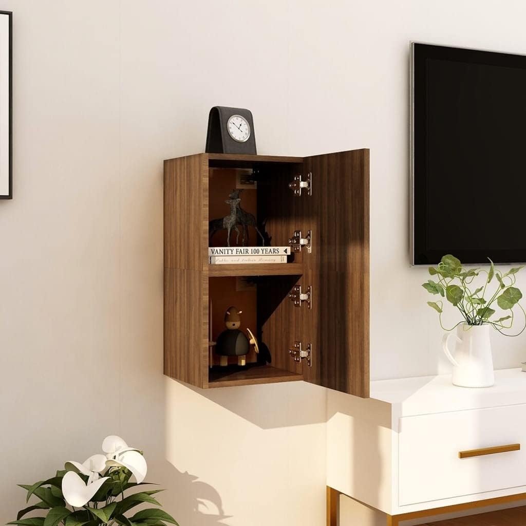 homiuse TV-Wandschrank 2 STK. Braun Eiche 30,5x30x30 cm HäNgende TV-Schrank Tv Schrank HäNgeschrank