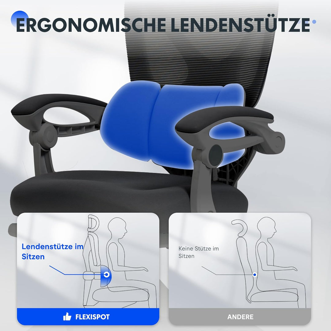 FLEXISPOT Ergonomischer Bürostuhl, X-förmiger Schreibtischstuhl mit 135°-Neigung, Gekoppelte Armlehn