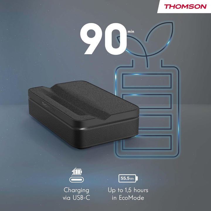 Thomson Sirius PG55B Full HD Beamer, Smart RGB Laser Projektor, Ultra-Kurzdistanz, Google TV, 600 AN