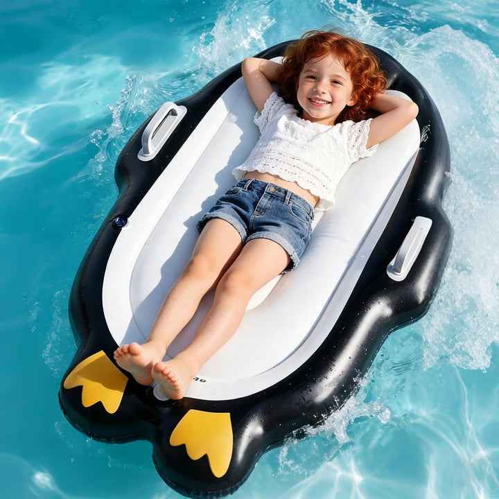 Aufblasbare Surfbretter für Kinder,Pinguin Wassergleiter mit Griff tragbar | Pool-Float-Surfbrett,fü