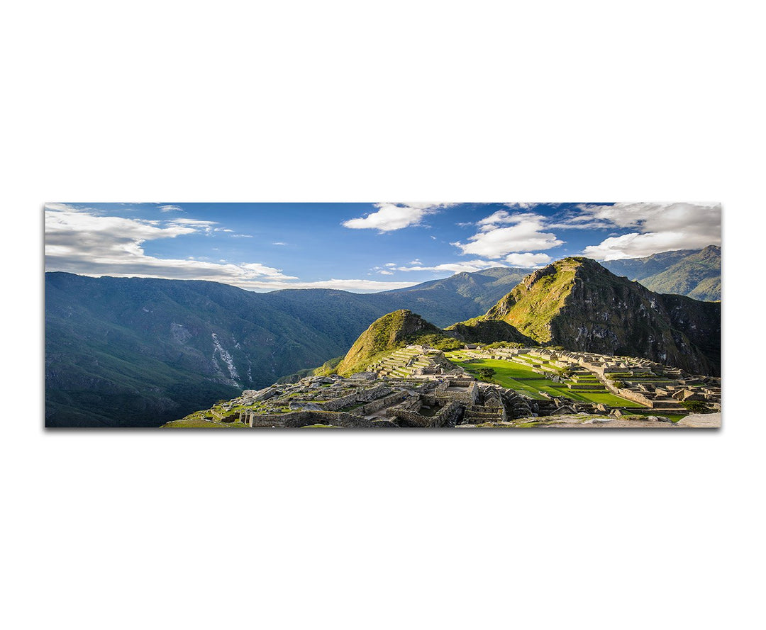 Paul Sinus Art Panoramabild auf Leinwand und Keilrahmen 150x50cm Peru Machu Picchi Felsen Landschaft