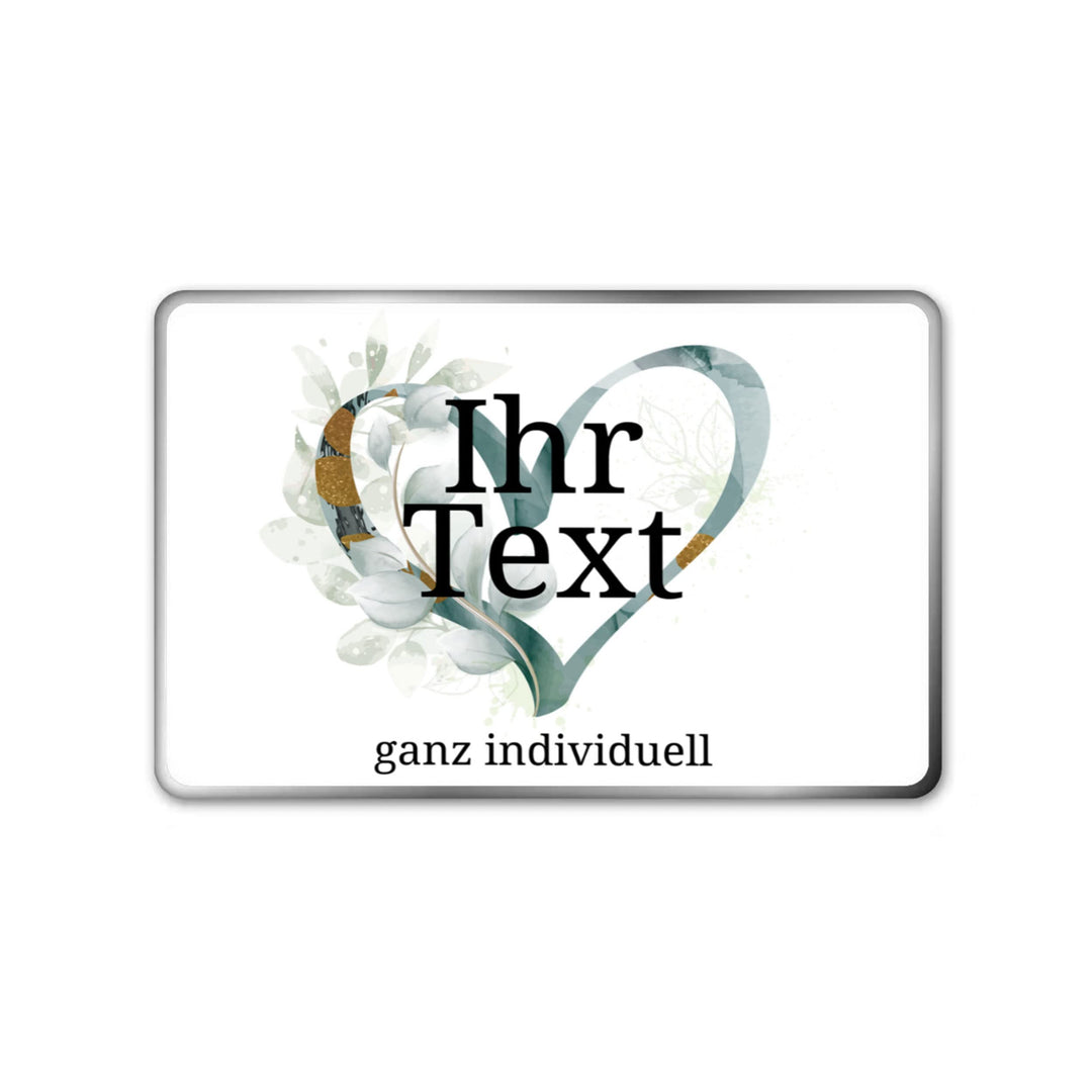 STEMPEL-FABRIK – personalisierbare eckige Dose mit Name oder Wunschtext – Aquarell Motiv mit grünem