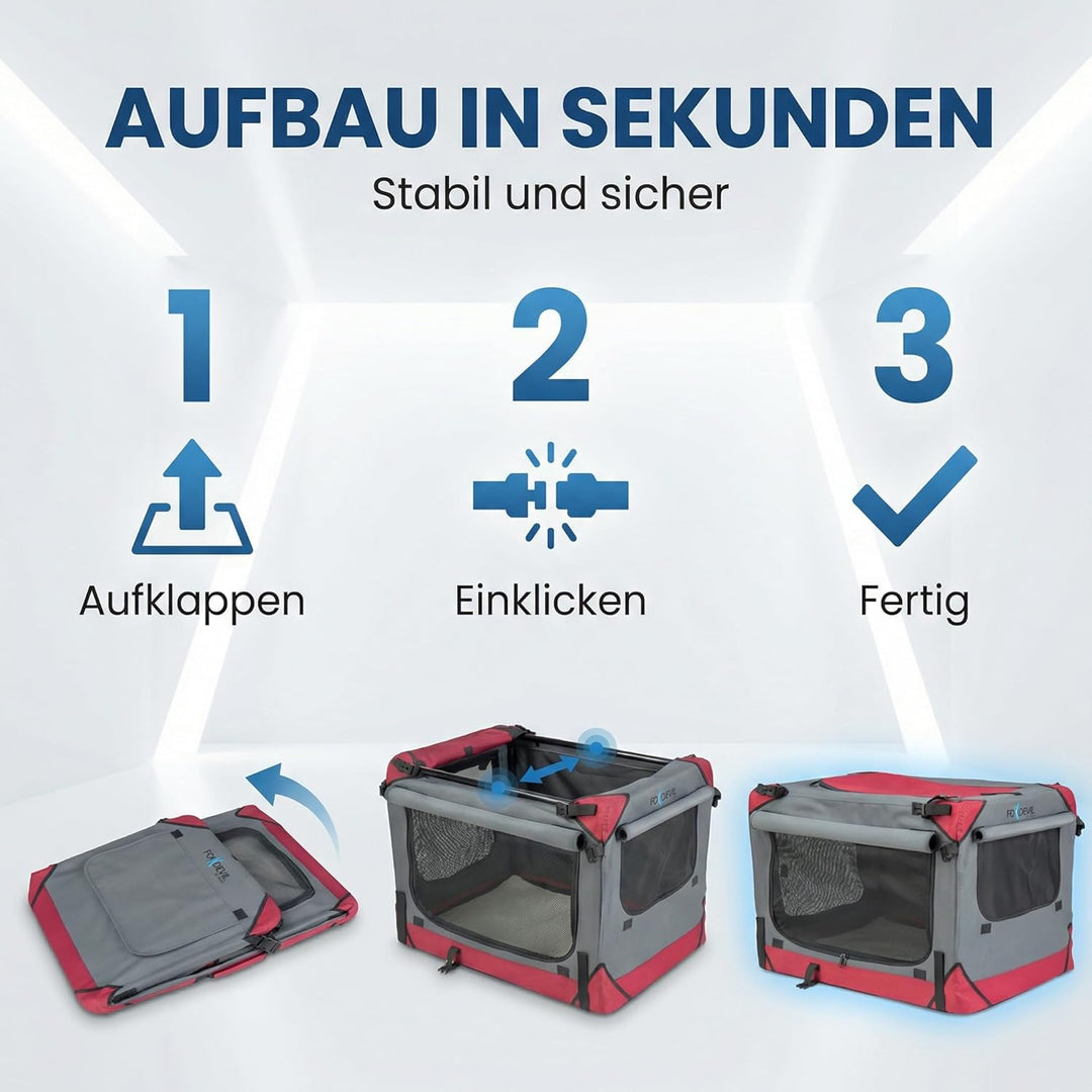 Foxdevil by xonic® Faltbare Hundebox/Katzenbox für kleine, mittelgrosse und grosse Tiere - Hundetran