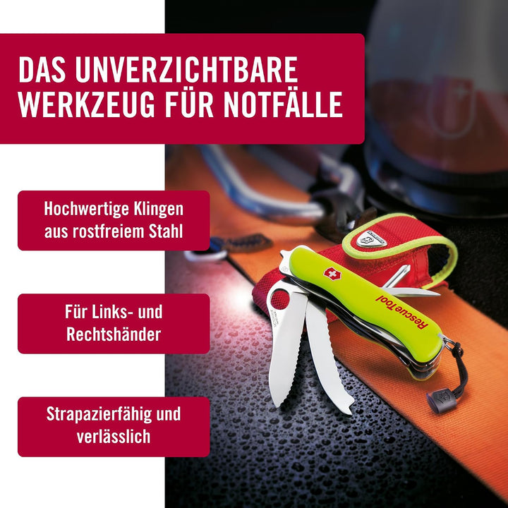 Victorinox Schweizer Taschenmesser Rescue Tool, Swiss Army Knife, 14 Funktionen, Frontscheibensäge,