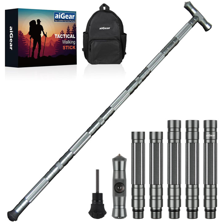 aiGear Taktischestöcke/Wanderstöcke | CNC Bearbeitete Aluminium Taktische Cane | Taktischer Stock |