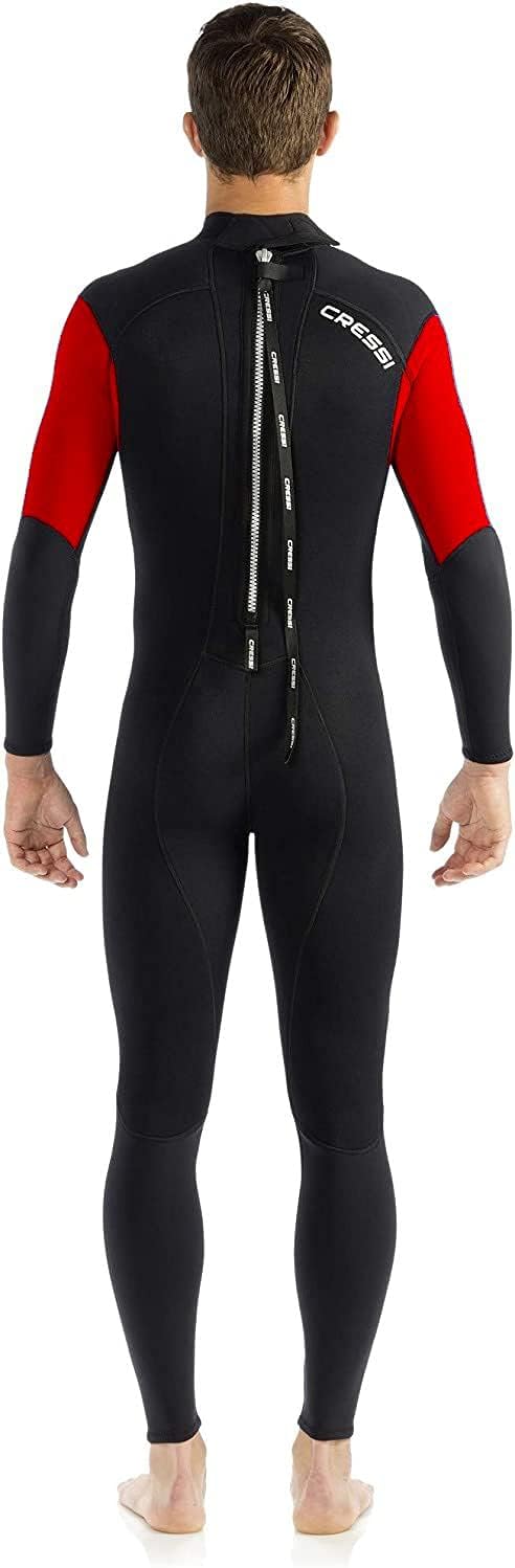 Cressi Morea Herren - Neoprenanzug 3mm für alle Wassersportarten L/4 Schwarz/Rot/Silber, L/4 Schwarz