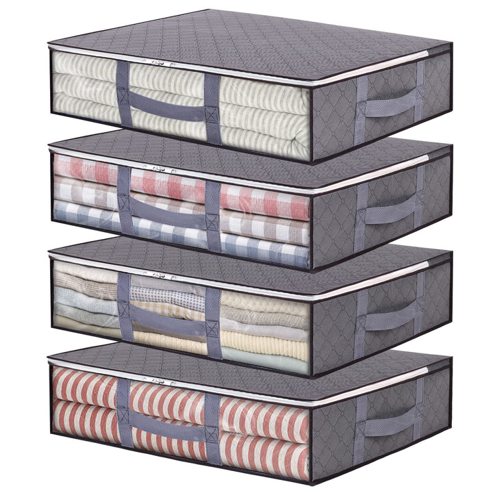 Vieshful 4 Pack Unterbettkommoden 40 L Faltbarer Kleiderbeutel Grosse Kapazität Aufbewahrungsbehälte