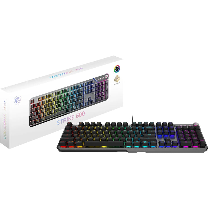 MSI Strike 600 Silent FR Gaming-Tastatur, leise – Kailh Midnight Pro Silent Touch-Schalter, ergonomi
