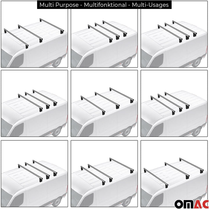 Menabo Dachträger Querträger für Nissan NV200 2009-2025 Grundträger Alu Grau 3X NV200 2009-2025 Prof