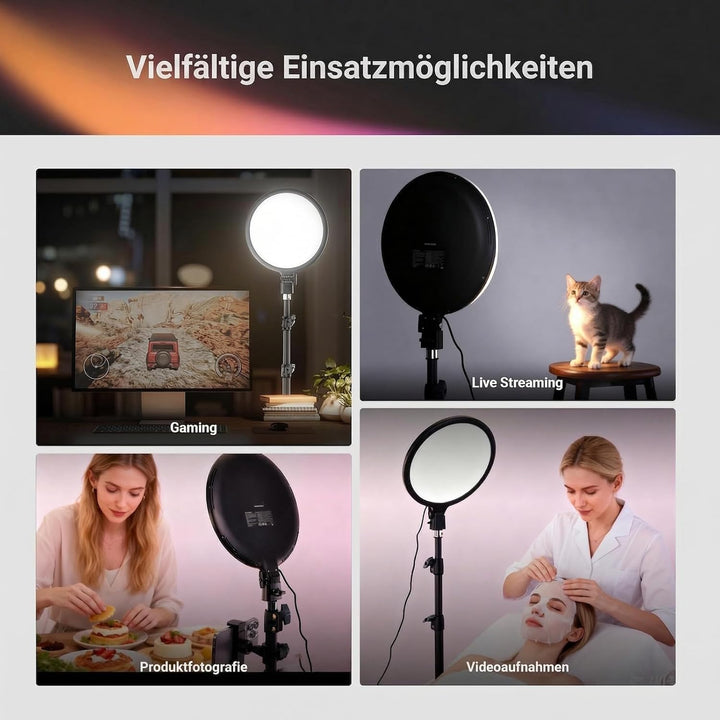 NEEWER BASICS 10" Ringlicht mit 63" Stativ/Handyhalterung/Fernbedienung kompatibel mit iPhone, 15W,
