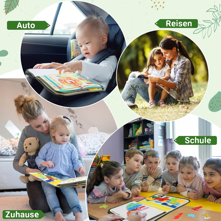 Almaxi Busy Board Deutsch Montessori Spielzeug ab 3 Jahre, 8 in 1 Montessori Spielzeug Activity Boar