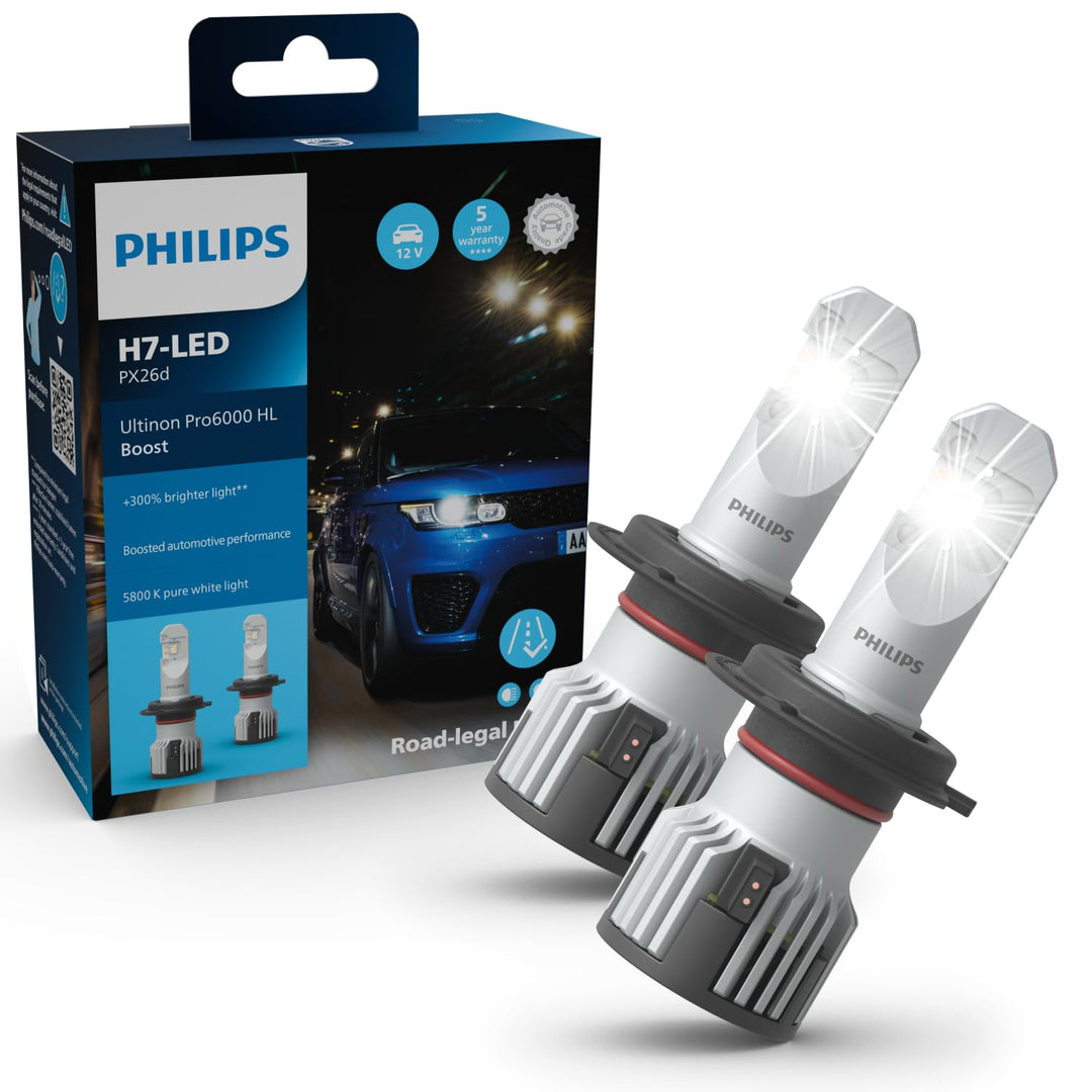 Philips Ultinon Pro6000 Boost H7-LED Scheinwerferlampe mit Strassenzulassung*, 300% helleres Licht**