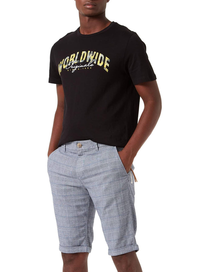 TOM TAILOR Herren Regular Slim Chino Bermuda Shorts 28 29705 - Navy White Check, 28 29705 - Navy Whi