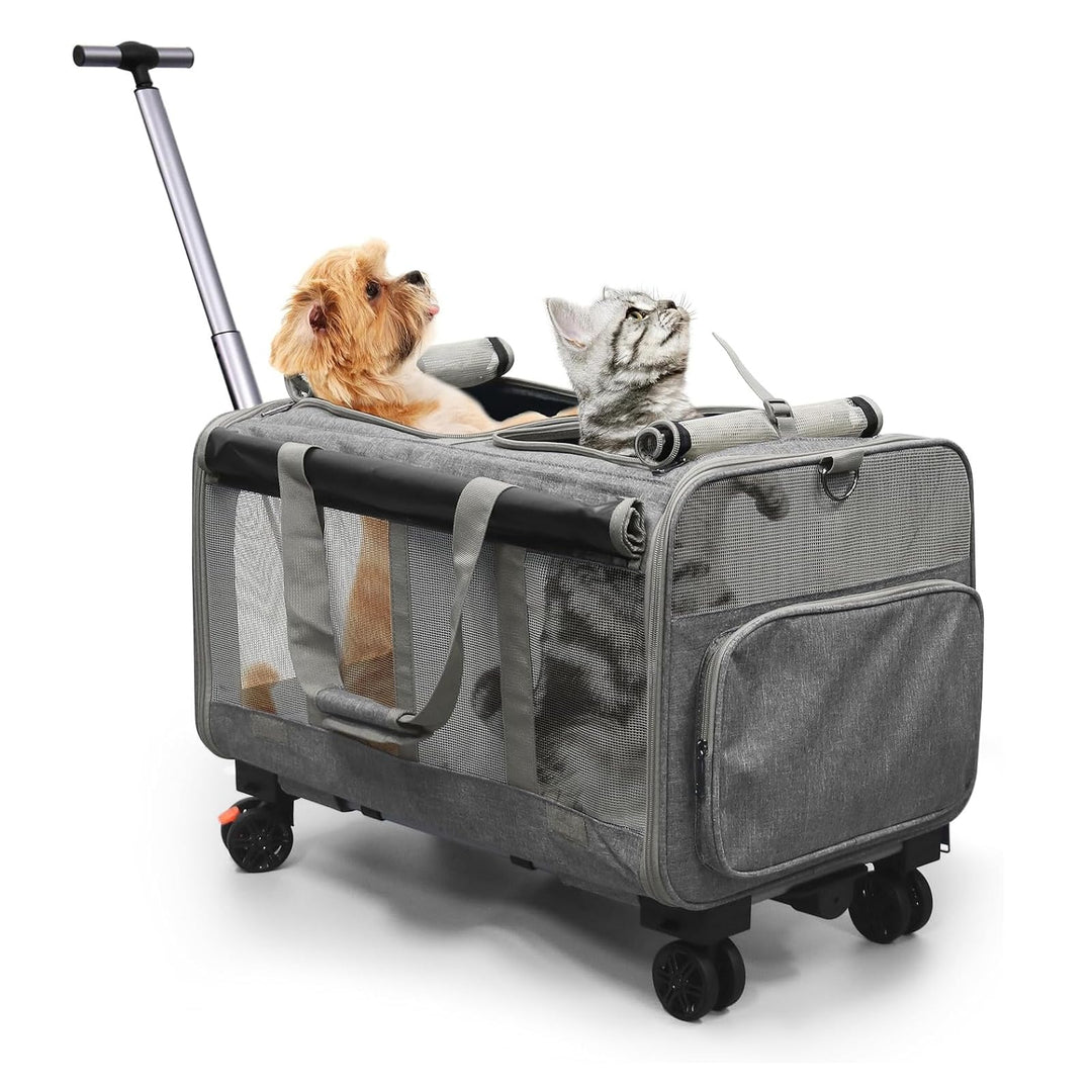 Tragbarer Transportwagen für Haustiere mit Rollen, faltbar, Fluggesellschaftsgrösse für Katzen und H