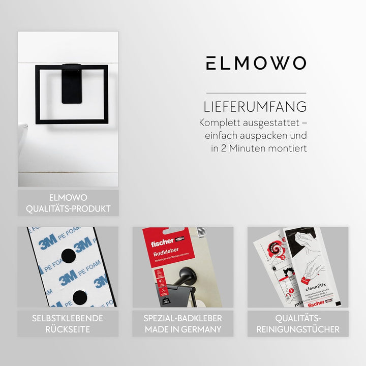 Premium Edelstahl Handtuchring ohne Bohren selbstklebend inkl. Spezialkleber (extrem sicherer Halt)