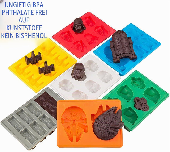 Sunerly Eiswürfelformen/Silikonförmchen in Form von Star-Wars-Charakteren, ideal für Schokolade, Eis