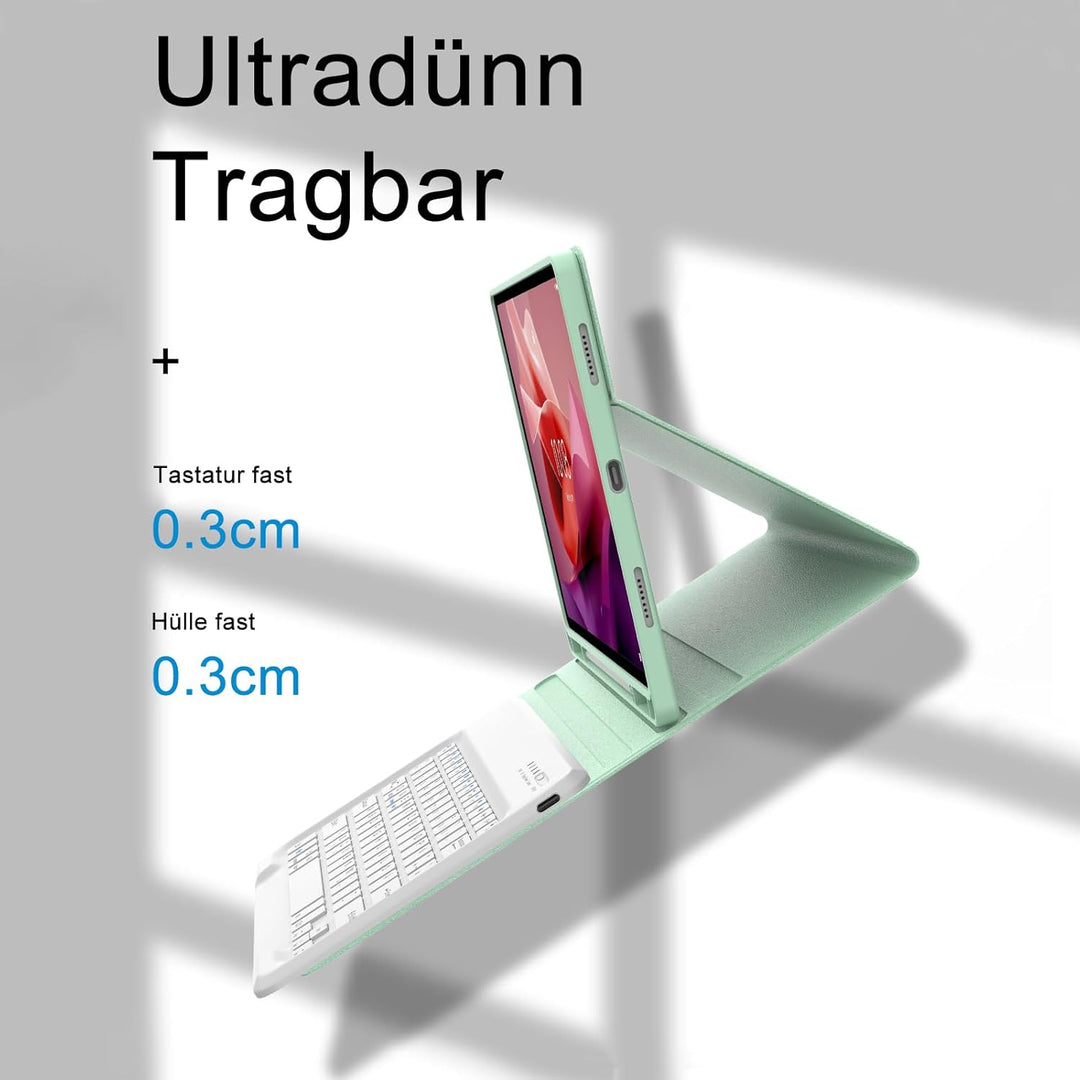 Tastatur Hülle für Lenovo Tab P12 12.7" 2023, QWERTZ Layout, Hülle Tastatur mit Magnetisch Abnehmbar