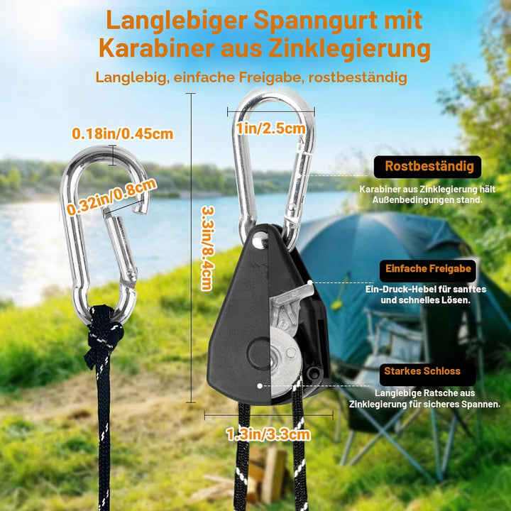 4,6 m Paracord-Seil, Spanngurt, Ratschengurt, kleines reflektierendes Seil, Zeltplane, Wachsen, einz