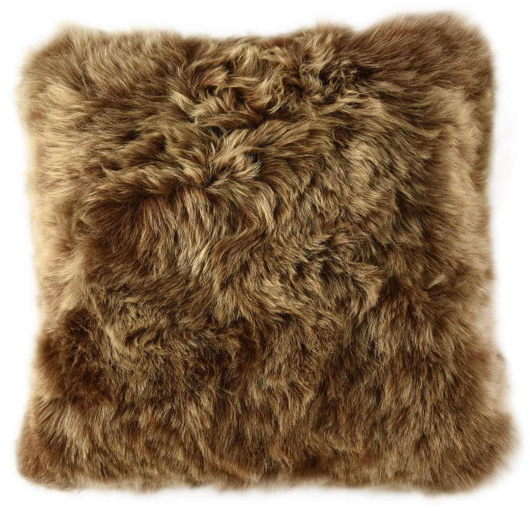 generisch Lammfell Kissen Gold braun 45 x 45 cm beide Seiten aus echtem Island Lammfell
