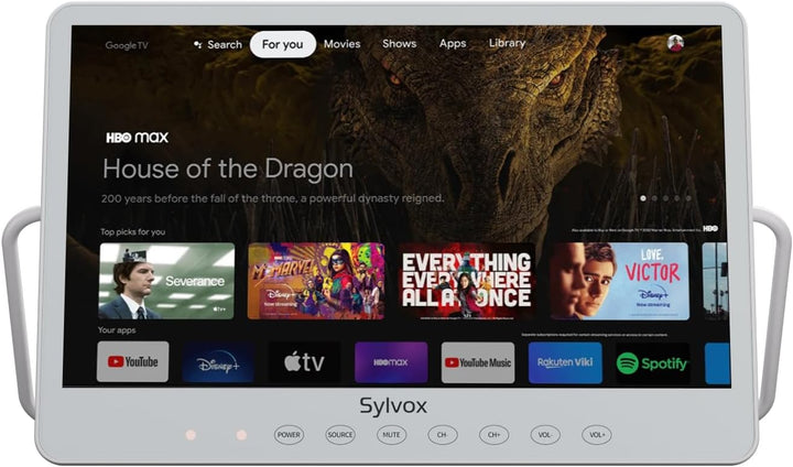 SYLVOX Tragbarer Fernseher 15,6 Zoll | Google TV, 10000 mAh Akku (6h Laufzeit) | IP66 Wasserdicht |