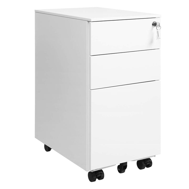SONGMICS Rollcontainer, unter Schreibtisch, mit 3 Schublade, vormontiert, abschliessbarer Büroschran