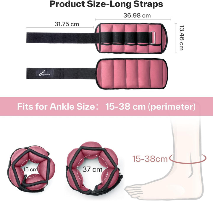 Sportneer Verstellbare Knöchelgewichte: 1 Paar 0,9/1,8/2,7/3,6/4,5 kg Handgelenkgewichte Beingewicht