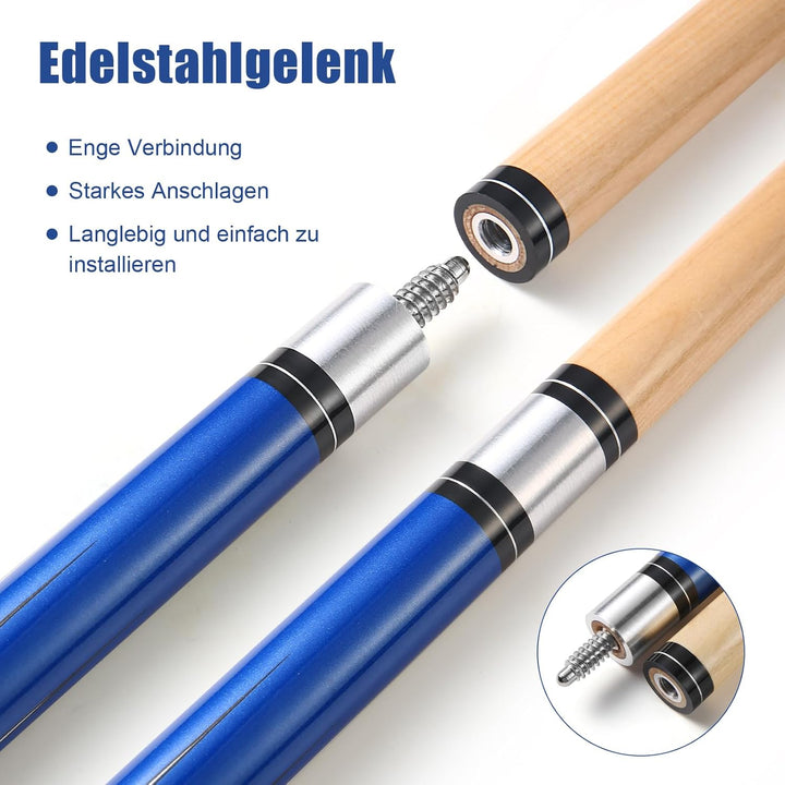 ASMPCUE Pool Queue, 58 Zoll Billard Queue Hardwood Pool Cue 13mm Spitzen für Professionelle Billards