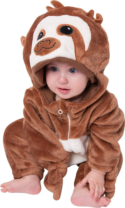 corimori (Baby Onesie Henry das Faultier Süsses Tier Plüsch-Kostüm Strampler Dunkel-Braun Beige (60-