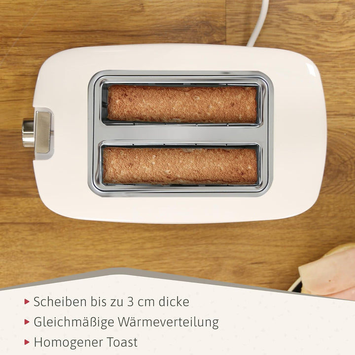 Briebe Elegance Brotor, breiter Schlitz, 2-Scheiben-Toaster, 7 Röststufen, Aufwärmfunktion, Abbreche