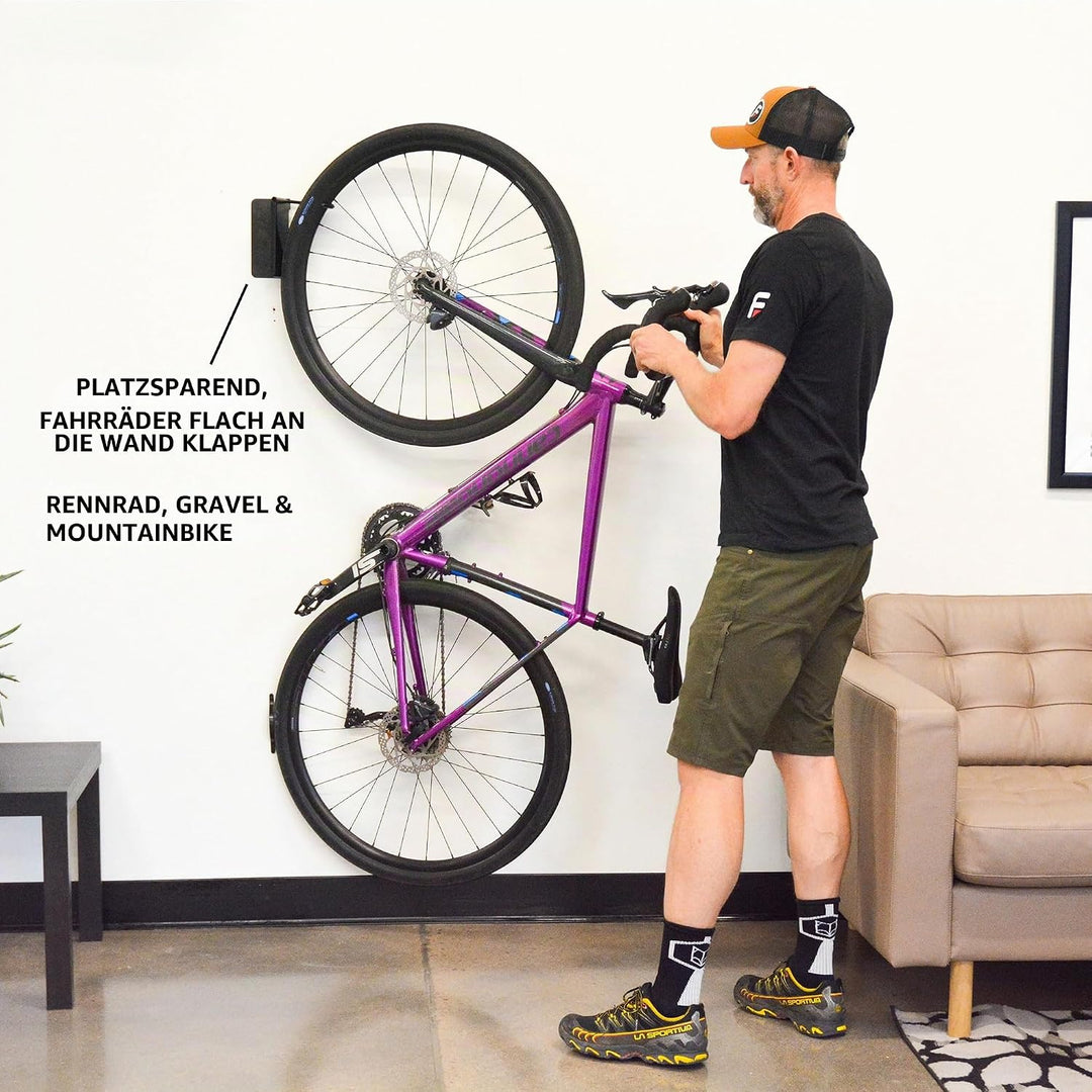 FEEDBACK SPORTS Velo Scharnier 2.0 schwenkbare Fahrrad-Wandhalterung, vertikaler Fahrradaufhänger, G