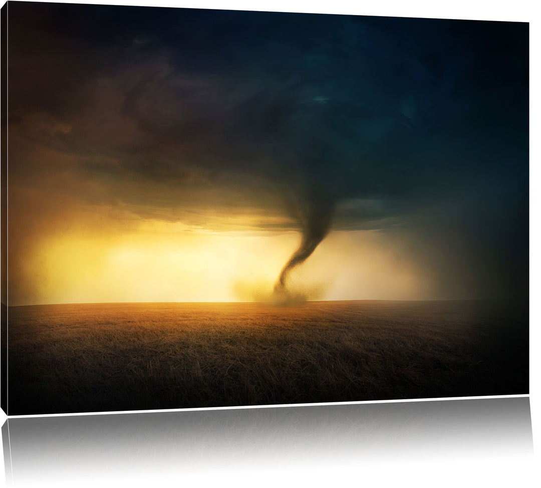 Naturgewalt Tornado, Format: 100x70 auf Leinwand, XXL riesige Bilder fertig gerahmt mit Keilrahmen,