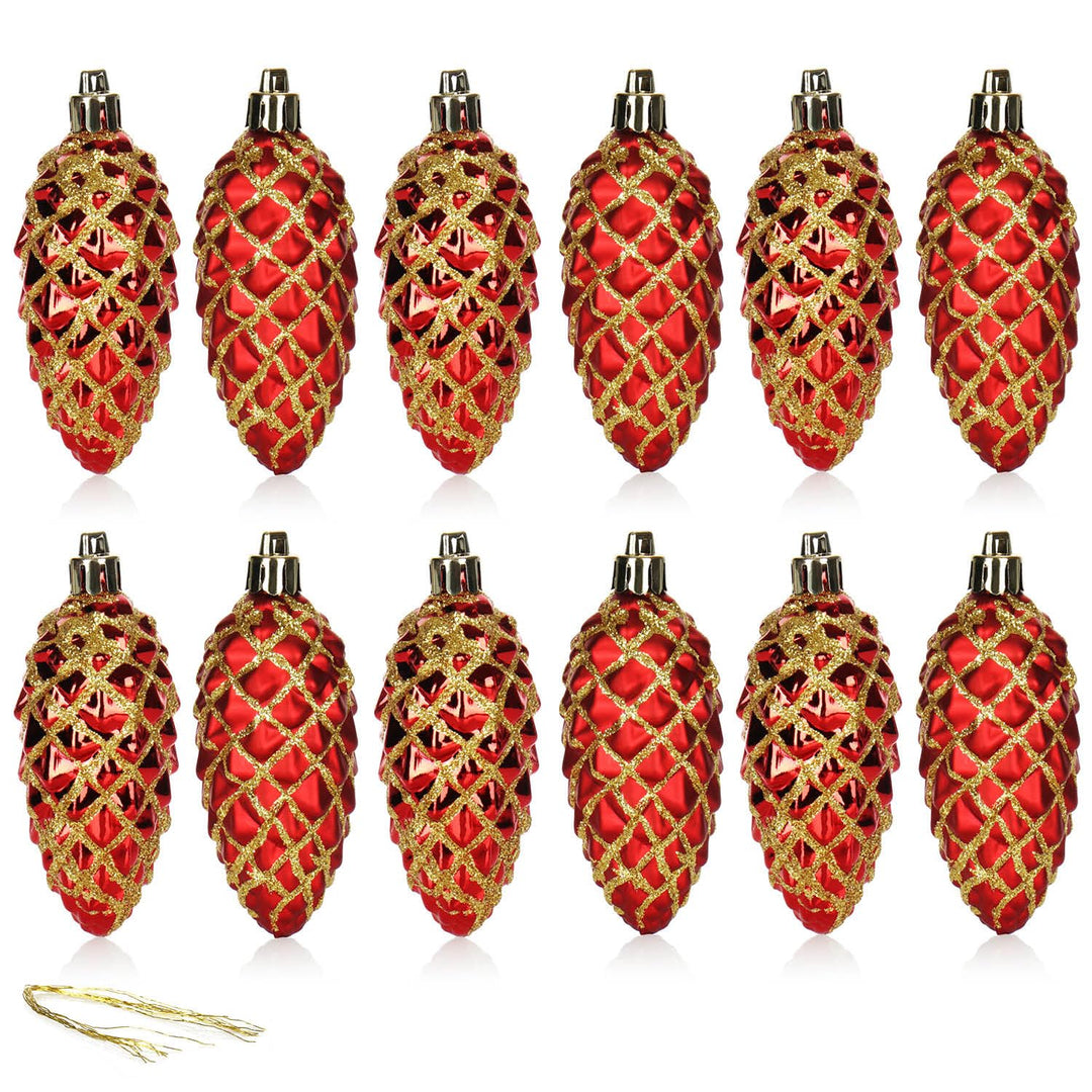 com-four® 12x Christbaumanhänger Zapfen - Tannenbaumzapfen für den Weihnachtsbaum - Christbaumschmuc