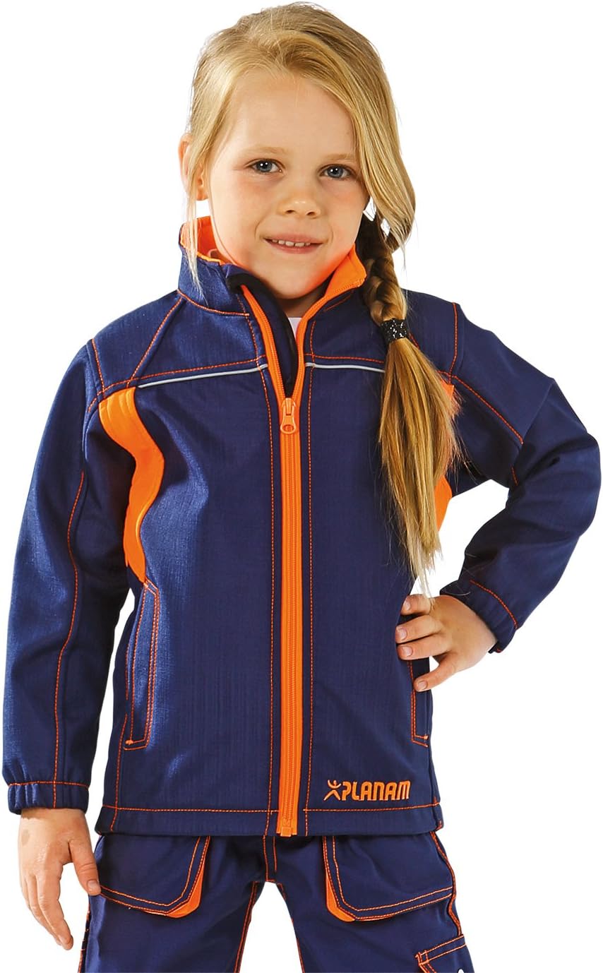 Grösse 110/116 Kinder Planam Junior Softshelljacke marine orange Modell 6131 Marine/Orange 110, Mari