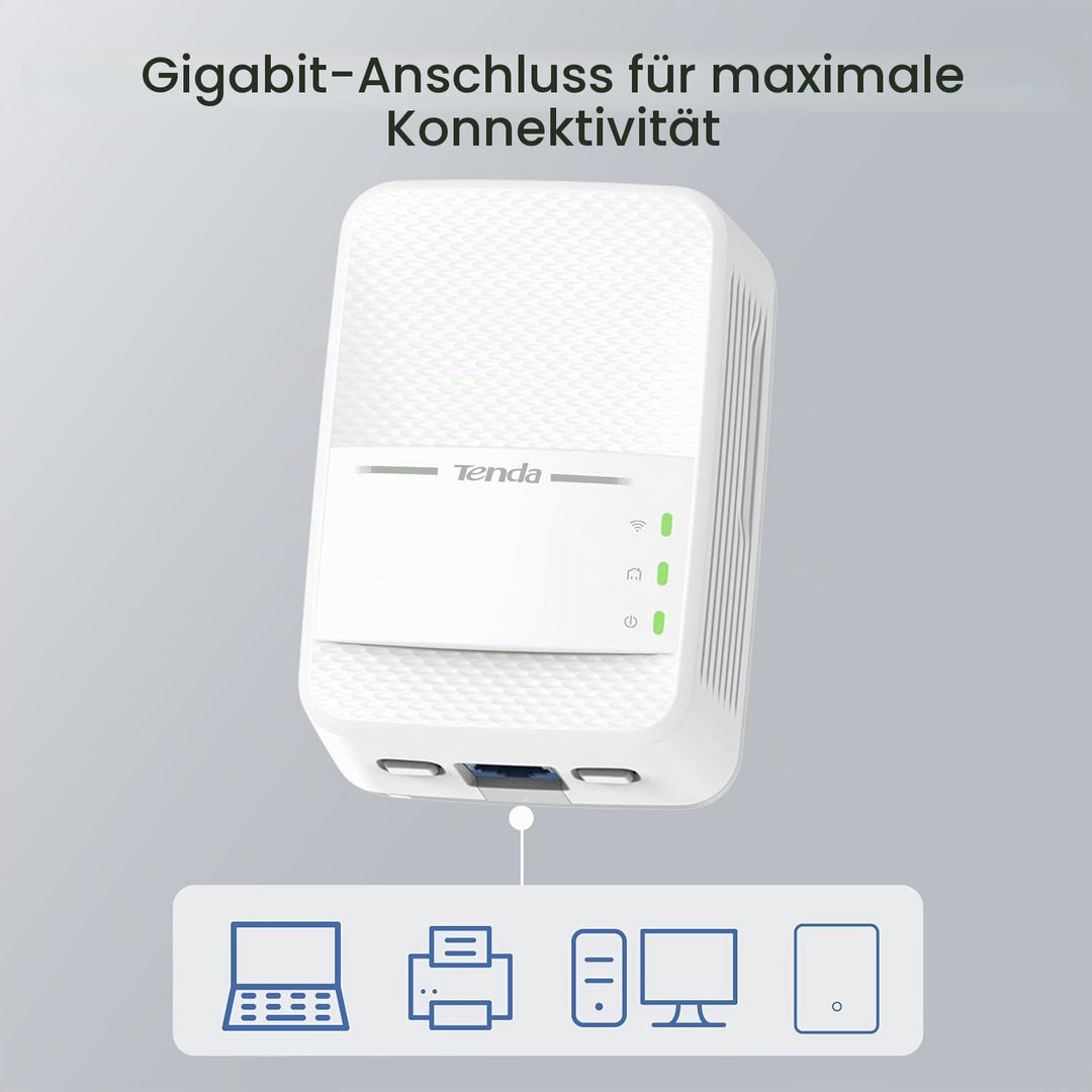 Tenda PH10 Powerline Adapter Kit AV1000 + AC750 WLAN Gigabit Steckdose (1000 Mbit/s LAN+ 750 Mbit/s